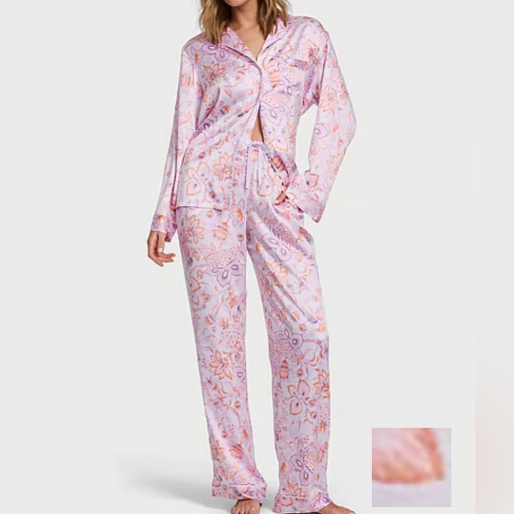 NWT Victoria’s Secret Glazed Satin Long Pajama Set, S